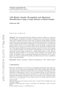 11K Hands: Gender recognition and biometric identification using a large
  dataset of hand images