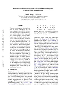 Convolutional Neural Network with Word Embeddings for Chinese Word
  Segmentation