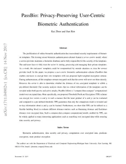 PassBio: Privacy-Preserving User-Centric Biometric Authentication