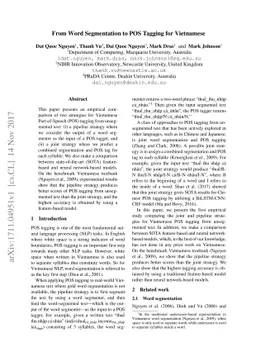 From Word Segmentation to POS Tagging for Vietnamese