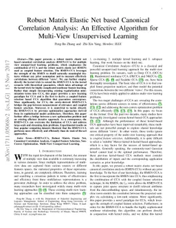 Robust Matrix Elastic Net based Canonical Correlation Analysis: An
  Effective Algorithm for Multi-View Unsupervised Learning