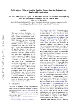 DuReader: a Chinese Machine Reading Comprehension Dataset from
  Real-world Applications