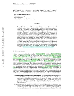 Decoupled Weight Decay Regularization