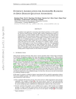 Evidence Aggregation for Answer Re-Ranking in Open-Domain Question
  Answering