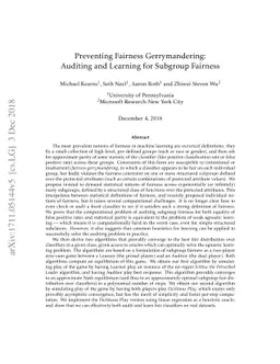 Preventing Fairness Gerrymandering: Auditing and Learning for Subgroup
  Fairness