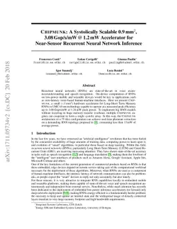 Chipmunk: A Systolically Scalable 0.9 mm${}^2$, 3.08 Gop/s/mW @ 1.2 mW
  Accelerator for Near-Sensor Recurrent Neural Network Inference