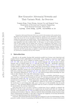 How Generative Adversarial Networks and Their Variants Work: An Overview