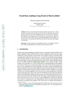 Cloud Data Auditing Using Proofs of Retrievability