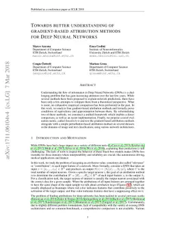 Towards better understanding of gradient-based attribution methods for
  Deep Neural Networks