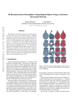 3D Reconstruction of Incomplete Archaeological Objects Using a
  Generative Adversarial Network