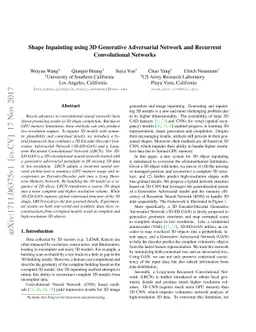 Shape Inpainting using 3D Generative Adversarial Network and Recurrent
  Convolutional Networks