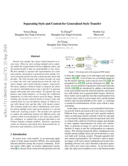 Separating Style and Content for Generalized Style Transfer