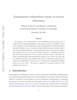 Nonparametric independence testing via mutual information