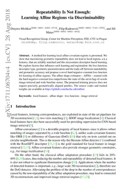 Repeatability Is Not Enough: Learning Affine Regions via
  Discriminability