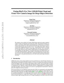 Fusing Bird View LIDAR Point Cloud and Front View Camera Image for Deep
  Object Detection