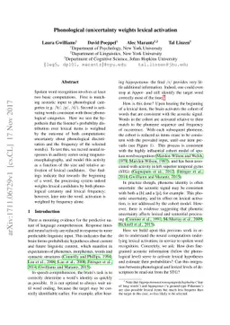 Phonological (un)certainty weights lexical activation
