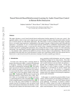 Neural Network Based Reinforcement Learning for Audio-Visual Gaze
  Control in Human-Robot Interaction