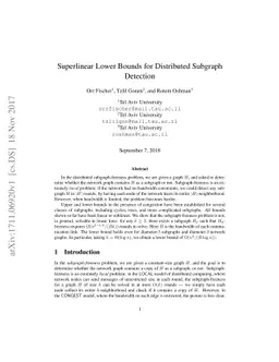 Superlinear Lower Bounds for Distributed Subgraph Detection