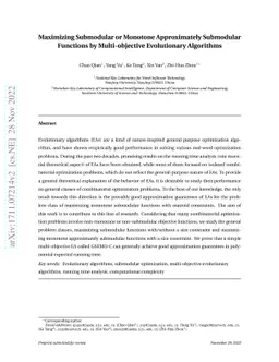 Maximizing Submodular or Monotone Approximately Submodular Functions by
  Multi-objective Evolutionary Algorithms