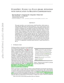 FusionNet: Fusing via Fully-Aware Attention with Application to Machine
  Comprehension