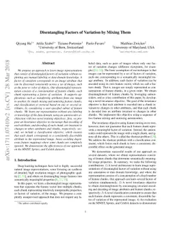 Disentangling Factors of Variation by Mixing Them