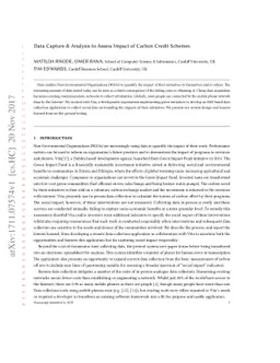 Data Capture & Analysis to Assess Impact of Carbon Credit Schemes