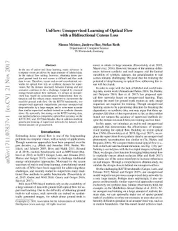UnFlow: Unsupervised Learning of Optical Flow with a Bidirectional
  Census Loss