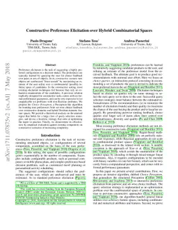 Constructive Preference Elicitation over Hybrid Combinatorial Spaces
