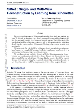 SilNet : Single- and Multi-View Reconstruction by Learning from
  Silhouettes