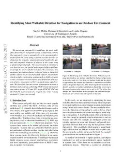 Identifying Most Walkable Direction for Navigation in an Outdoor
  Environment