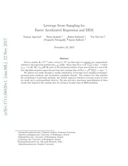 Leverage Score Sampling for Faster Accelerated Regression and ERM