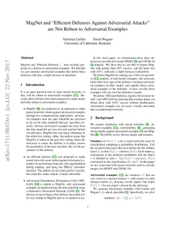 MagNet and "Efficient Defenses Against Adversarial Attacks" are Not
  Robust to Adversarial Examples