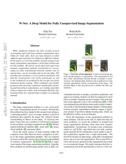 W-Net: A Deep Model for Fully Unsupervised Image Segmentation