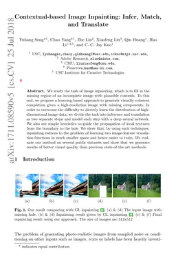 Contextual-based Image Inpainting: Infer, Match, and Translate