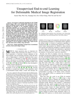 Unsupervised End-to-end Learning for Deformable Medical Image
  Registration