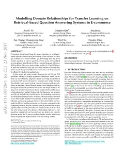 Modelling Domain Relationships for Transfer Learning on Retrieval-based
  Question Answering Systems in E-commerce