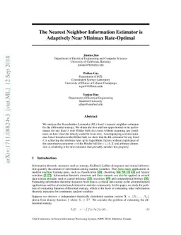 The Nearest Neighbor Information Estimator is Adaptively Near Minimax
  Rate-Optimal