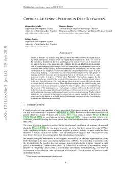 Critical Learning Periods in Deep Neural Networks