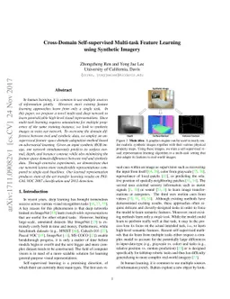 Cross-Domain Self-supervised Multi-task Feature Learning using Synthetic
  Imagery