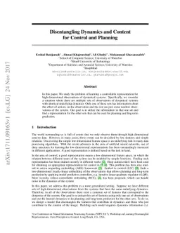 Disentangling Dynamics and Content for Control and Planning