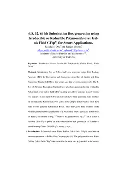 4, 8, 32, 64 bit Substitution Box generation using Irreducible or
  Reducible Polynomials over Galois Field GF(p^q) for Smart Applications