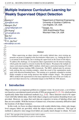 Multiple Instance Curriculum Learning for Weakly Supervised Object
  Detection