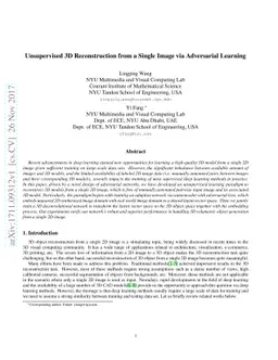 Unsupervised 3D Reconstruction from a Single Image via Adversarial
  Learning