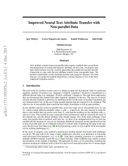 Improved Neural Text Attribute Transfer with Non-parallel Data
