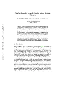 SkipNet: Learning Dynamic Routing in Convolutional Networks
