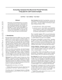 Extracting Automata from Recurrent Neural Networks Using Queries and
  Counterexamples
