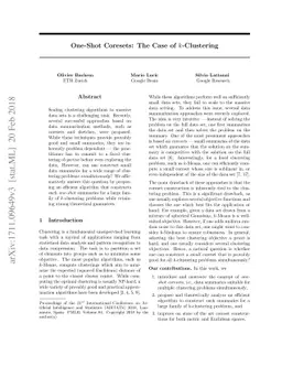 One-Shot Coresets: The Case of k-Clustering