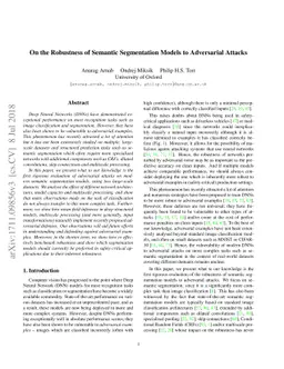 On the Robustness of Semantic Segmentation Models to Adversarial Attacks