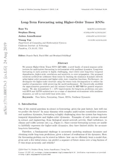 Long-term Forecasting using Higher Order Tensor RNNs