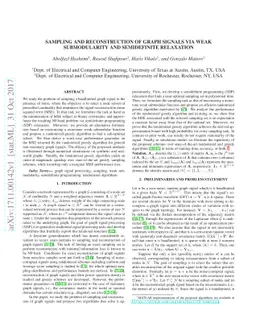 Sampling and Reconstruction of Graph Signals via Weak Submodularity and
  Semidefinite Relaxation